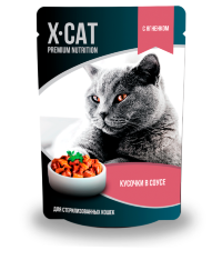 X-CAT Консервы для стерелизованных кошек Ягненок в соусе, 24х85гр=2,04кг