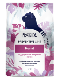 FLORIDA Renal Cat Поддержание здоровья почек, сухой корм для кошек, 1,5 кг