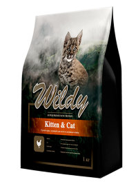 Wildy Kitten&amp;Cat Сухой корм с курицей для котят и активных кошек